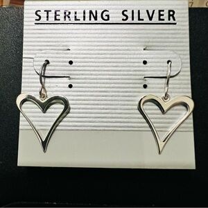 Open Love Heart Sterling Silver Dangle Earrings